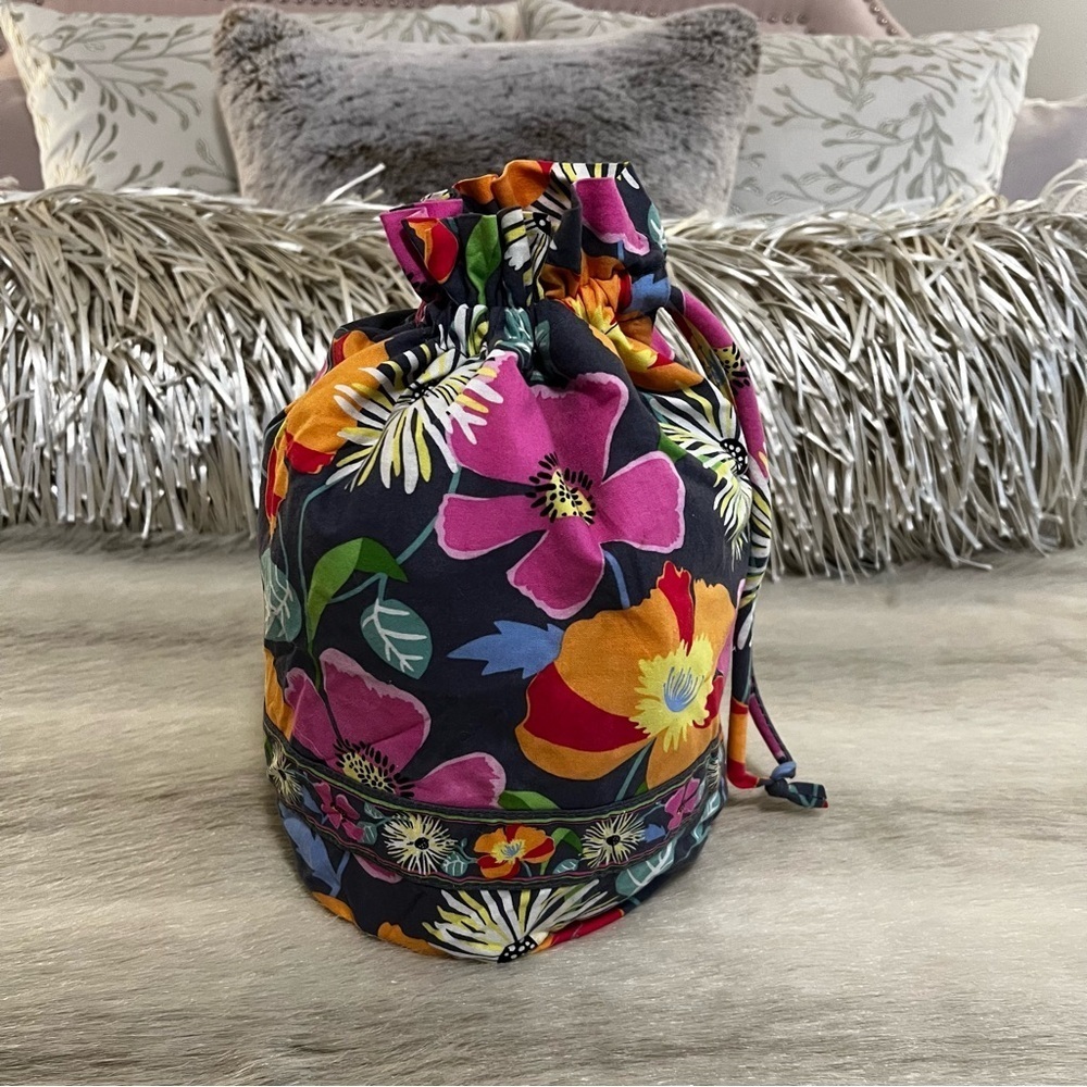 VERA BRADLEY Ba Va Bloom Y2K Ditty Bag Drawstring Plastic Lined Travel Floral - Picture 5 of 12